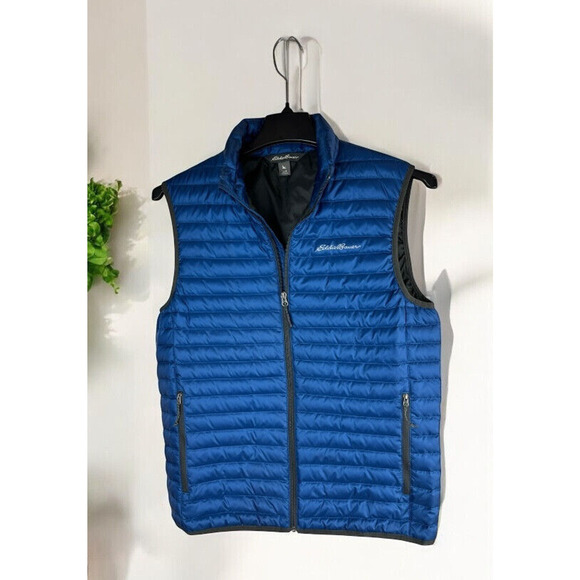 Eddie Bauer Down Puffer Vest Full Zip Quilted EB700 Blue Men's Size Small - Picture 9 of 11